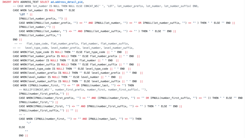 Screenshot of code from
tablePopulator.sql